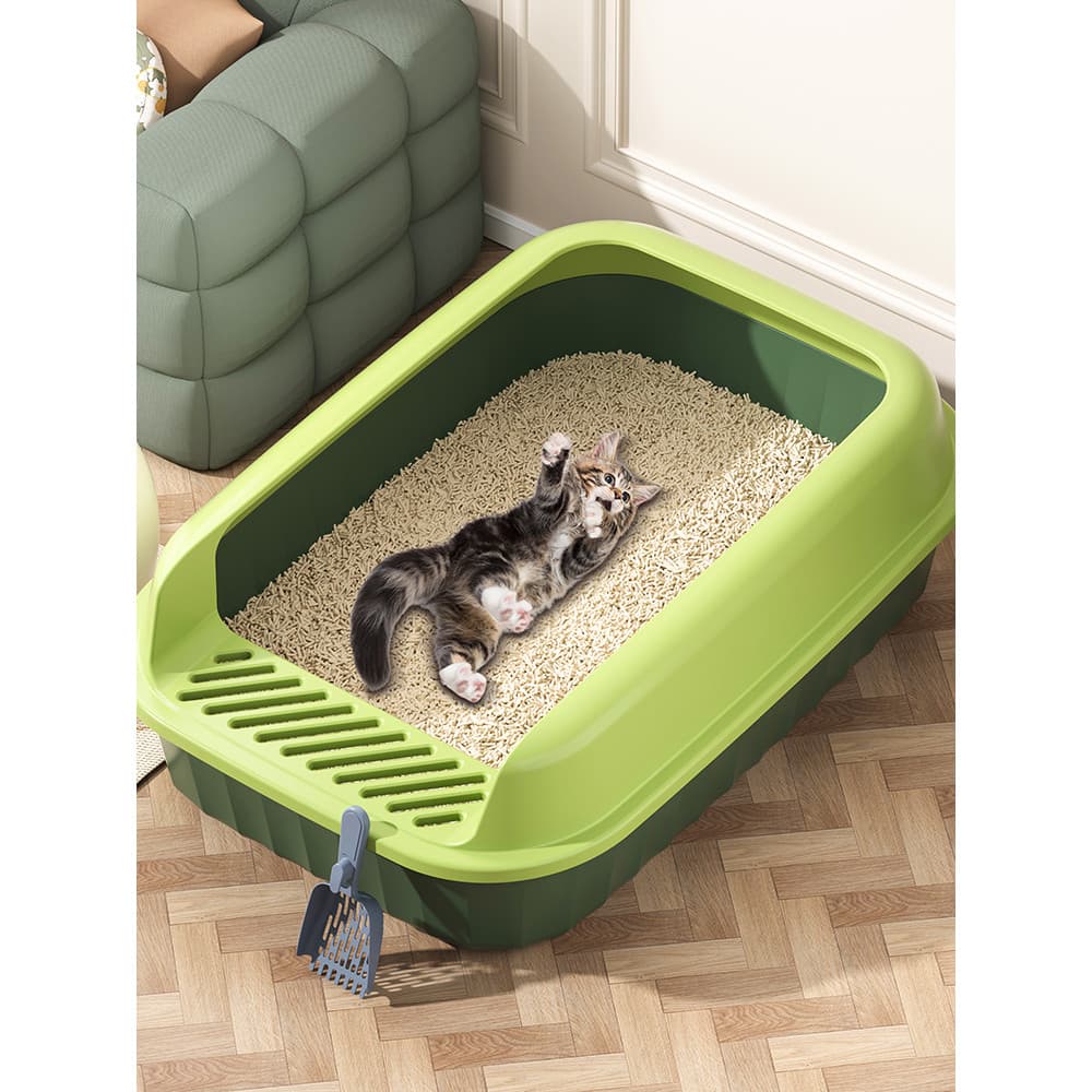 Caixa de areia para gatos, grande, à prova de respingos, Semi-fechada, aberta, novo estilo, caixa de areia para gatos, b
