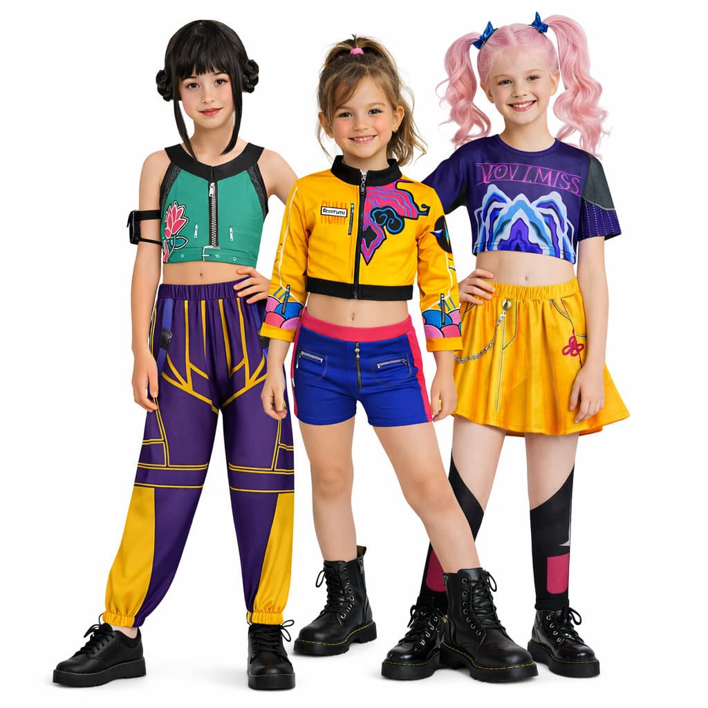 Fantasia de Cosplay de Guerreira Kpop para Crianças, 3 Modelos