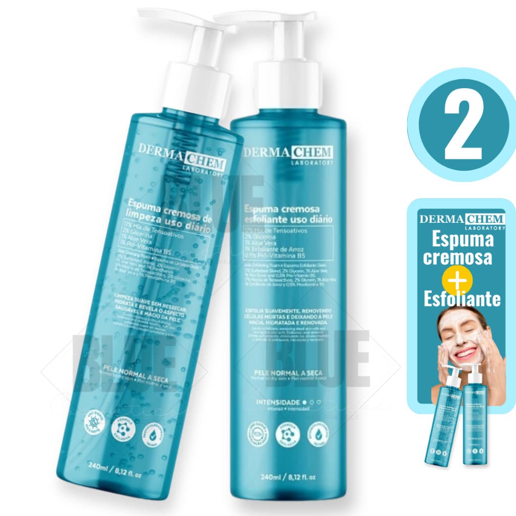 Kit Sabonete e Esfoliante Facial Espuma Cremosa com Aloe Vera Pró-Vitamina B5 240ml Dermachem
