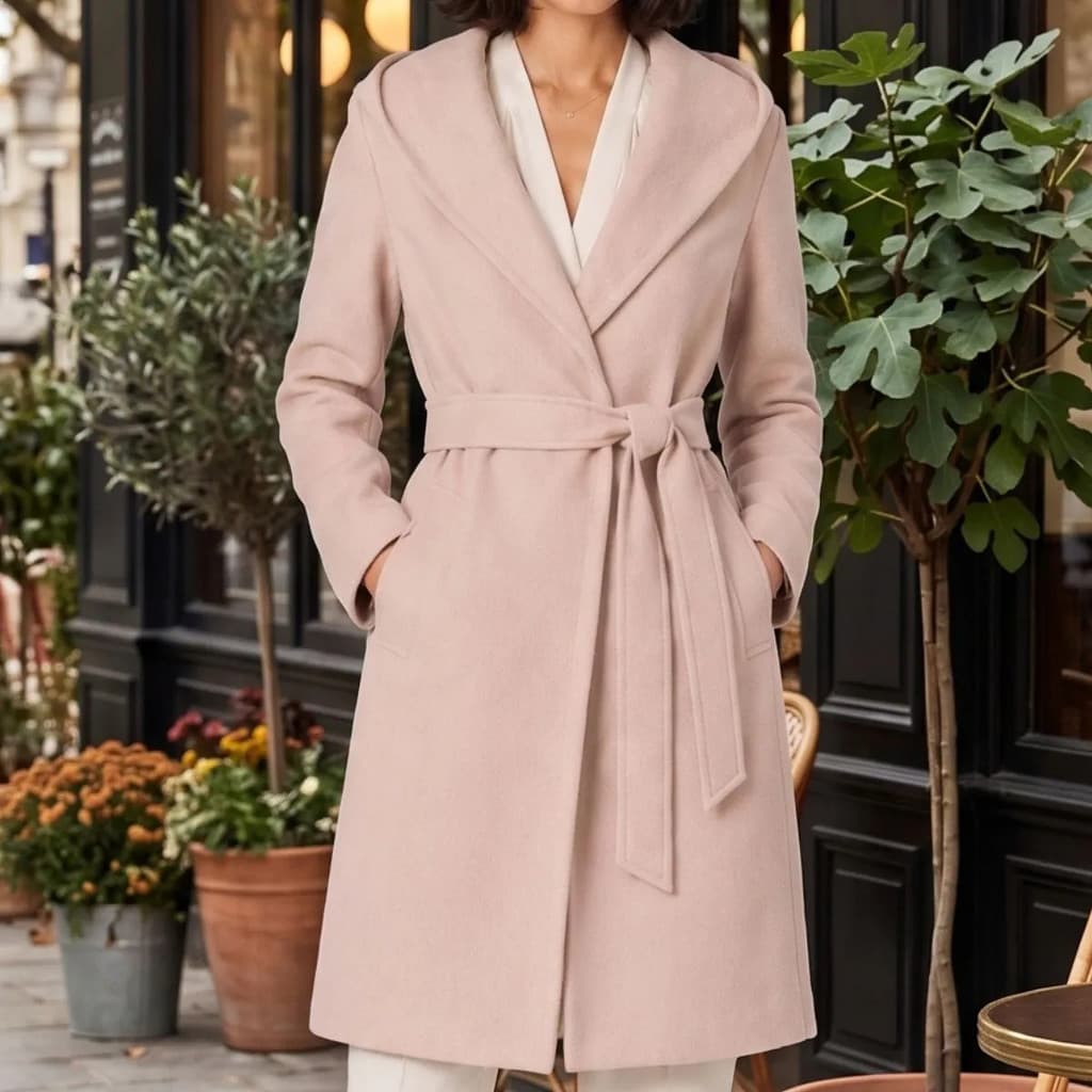 Sobretudo Feminino Elegante Lã Batida Dia a Dia Outono Inverno