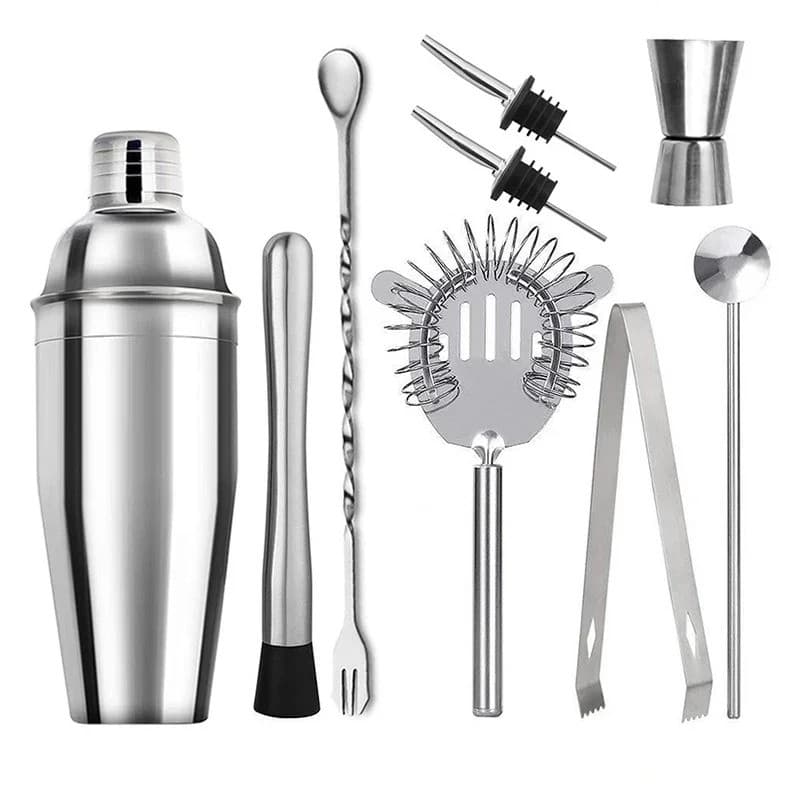 Conjunto de 6/9 peças de coqueteleira de aço inoxidável, ferramentas de barman, kit de barman, coqueteleira para martini