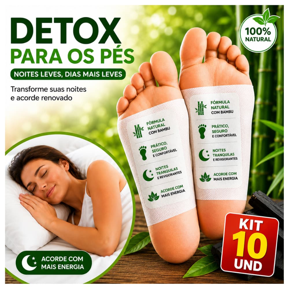 Detox Para os Pés Kit 10 e 40 und - Adesivo Limpeza Noturna Elimina Toxinas Durma Leve e Disposto