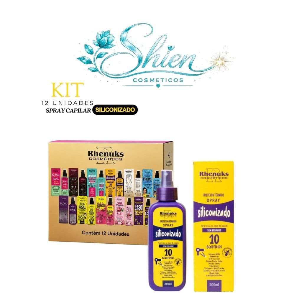 Kit 12 Unidades Spray Capilar Siliconizado 200ml Rhenuks (Afilhado)