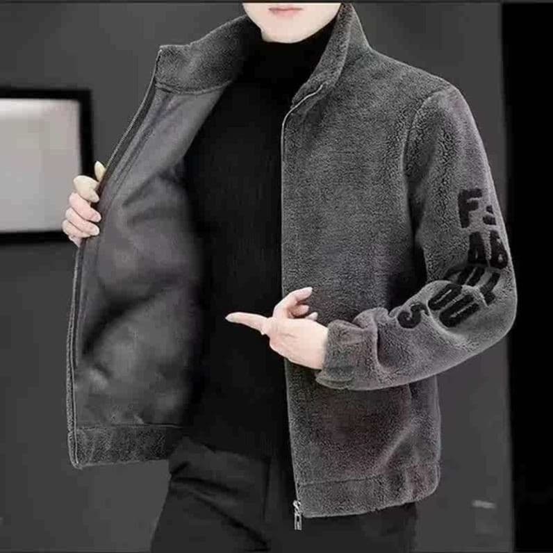 Moda masculina jaqueta 2024 outono inverno novo estilo jaqueta engrossado quente cordeiro velo jaqueta pele integrada lã