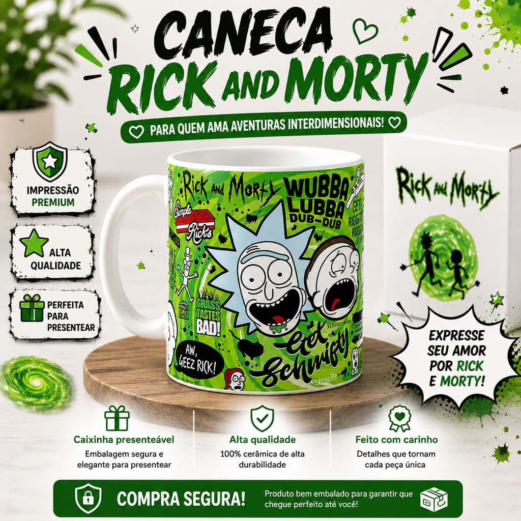 Caneca Rick e Morty personalizada Porcelana 325ml Presente Desenho animação xícaras de café e chá