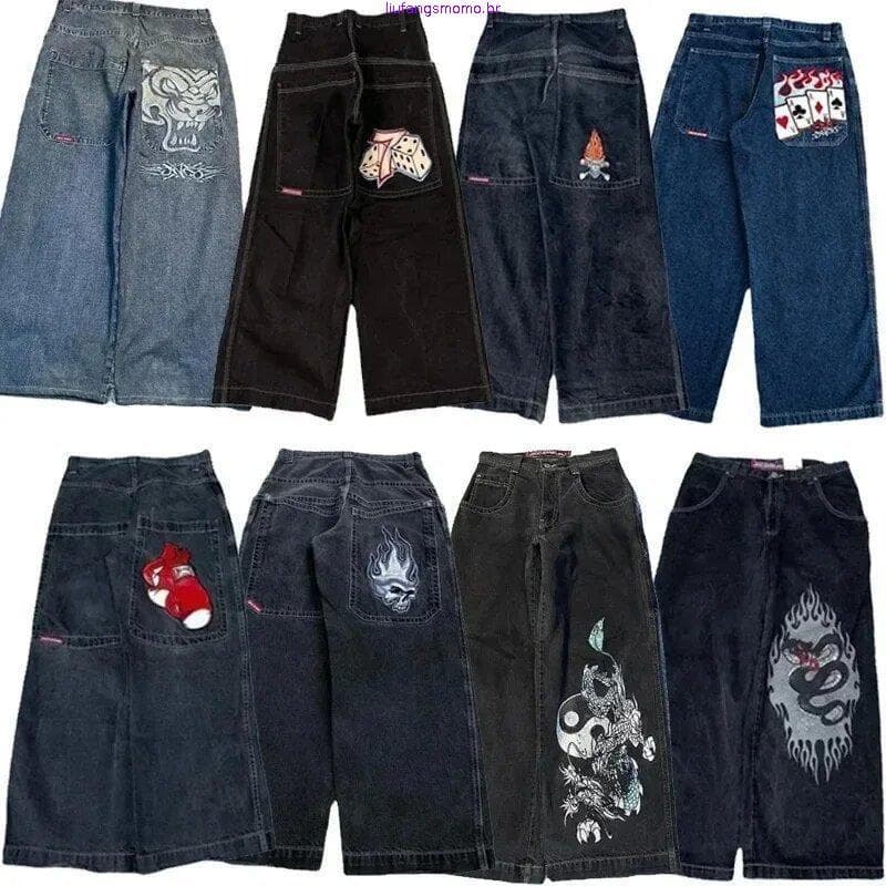 Primavera e verão novo Skull Jeans Y2K American Hip Hop Harajuku goth calça de rua