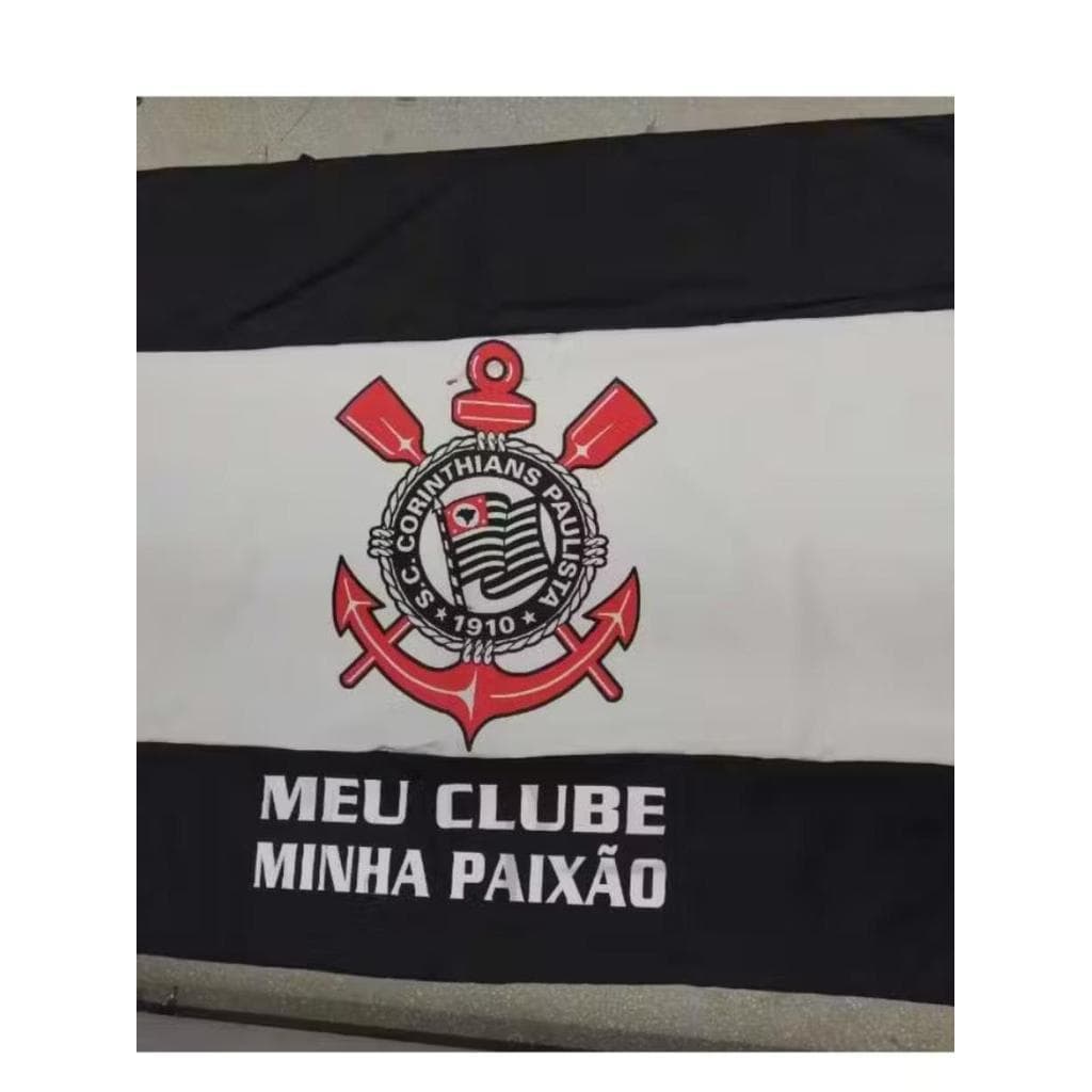 Bandeira Timão Grande 1,50x1,00 Torcida Decorativa em Poliéster Oficial Timão