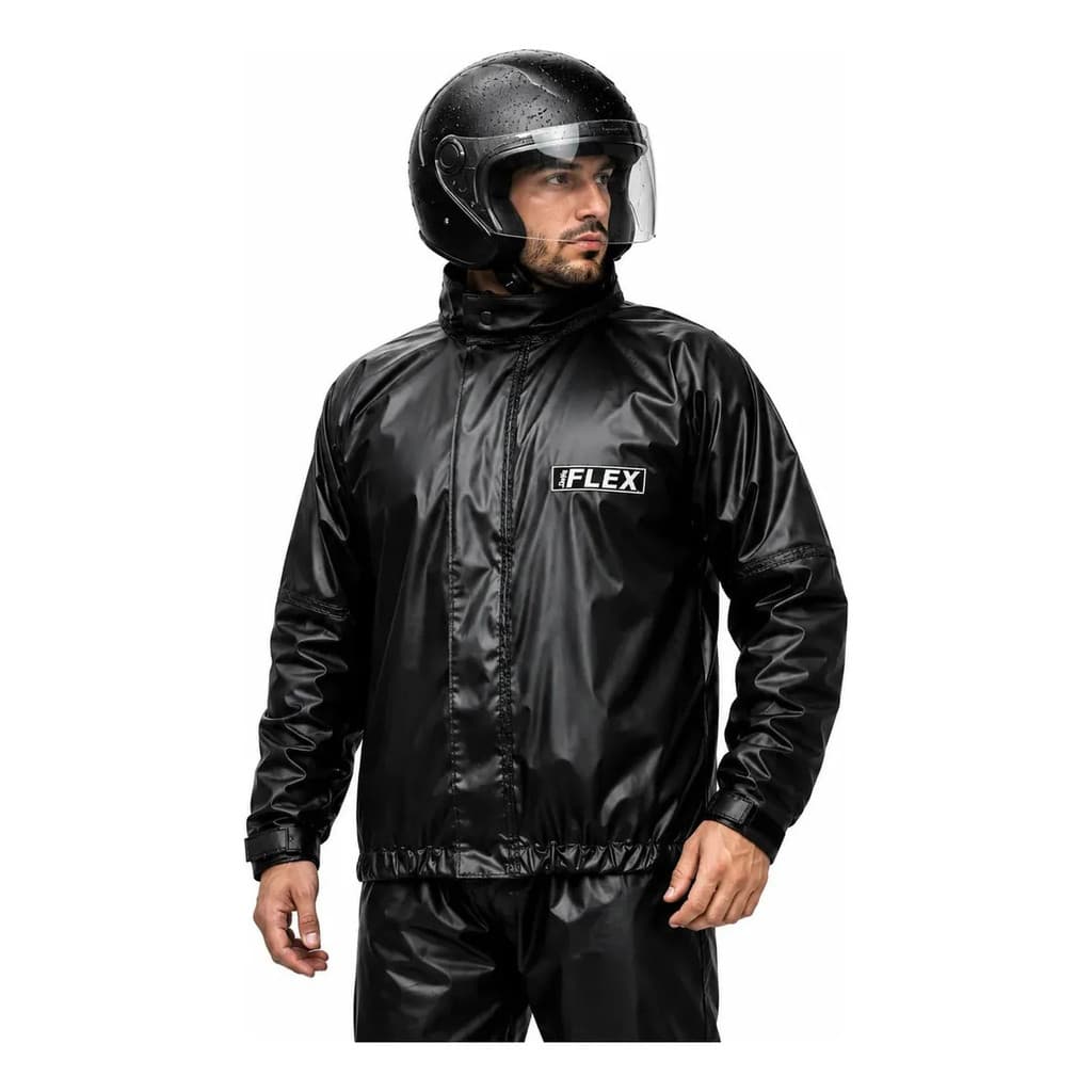 Capa De Chuva Com Gola Delta Flex Impermeável Motociclista Jaqueta E Calça PVC Laminado Com Refletivos