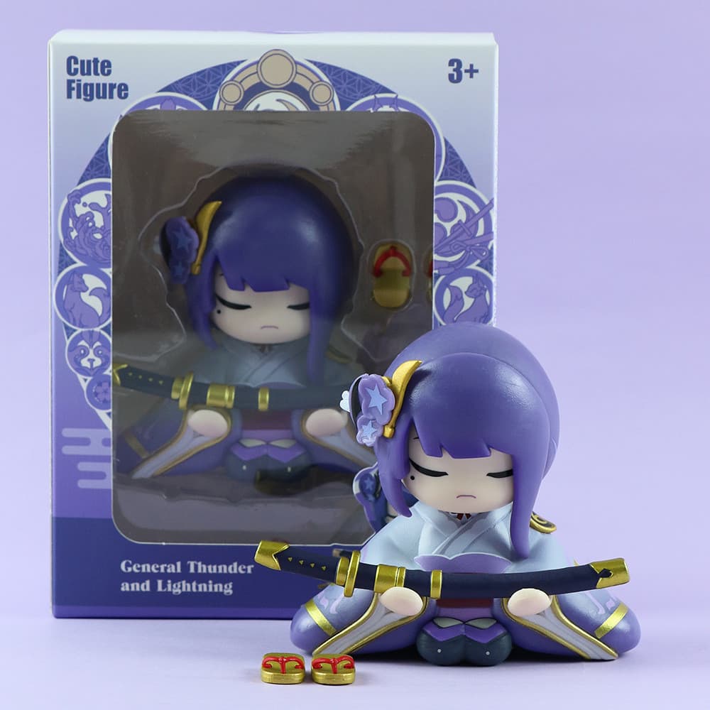 Figura colecionável de PVC de 10cm do jogo "Genshin Impact" da miHoYo, com o personagem Raiden Shogun 3MRH.