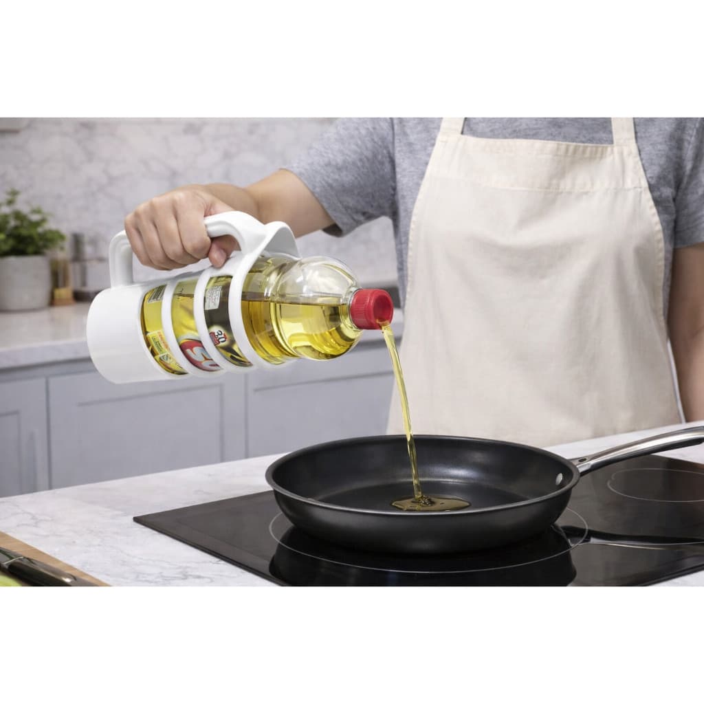 Porta Óleo De Cozinha Azeite E Vinagre Com Alça Em Plástico Preto Branco Bege Prático