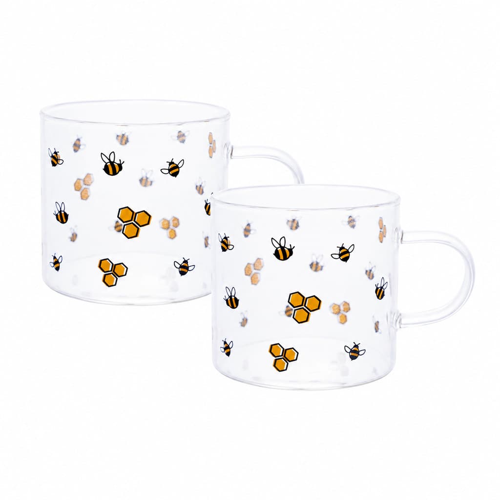 Jogo com 2 Canecas de Vidro Borossilicato Bee 125ml - Lyor