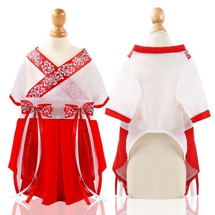 Primavera verão Pet cão gato roupas princesa Chiffon Hanfu luz Casual confortável saia Teddy Bichon suprimentos