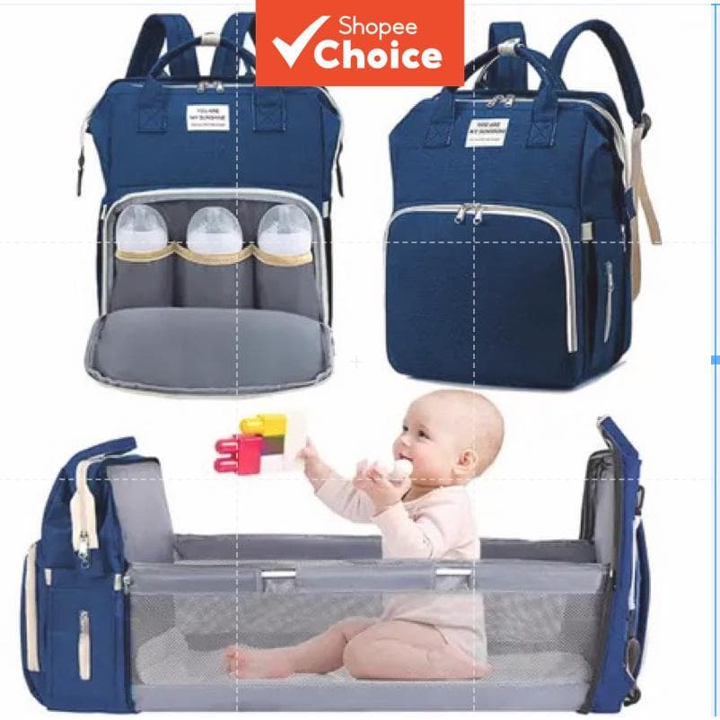 VMI - Mochila-berço portátil multifuncional; grande capacidade com compartimentos térmicos para mamadeiras e trocador