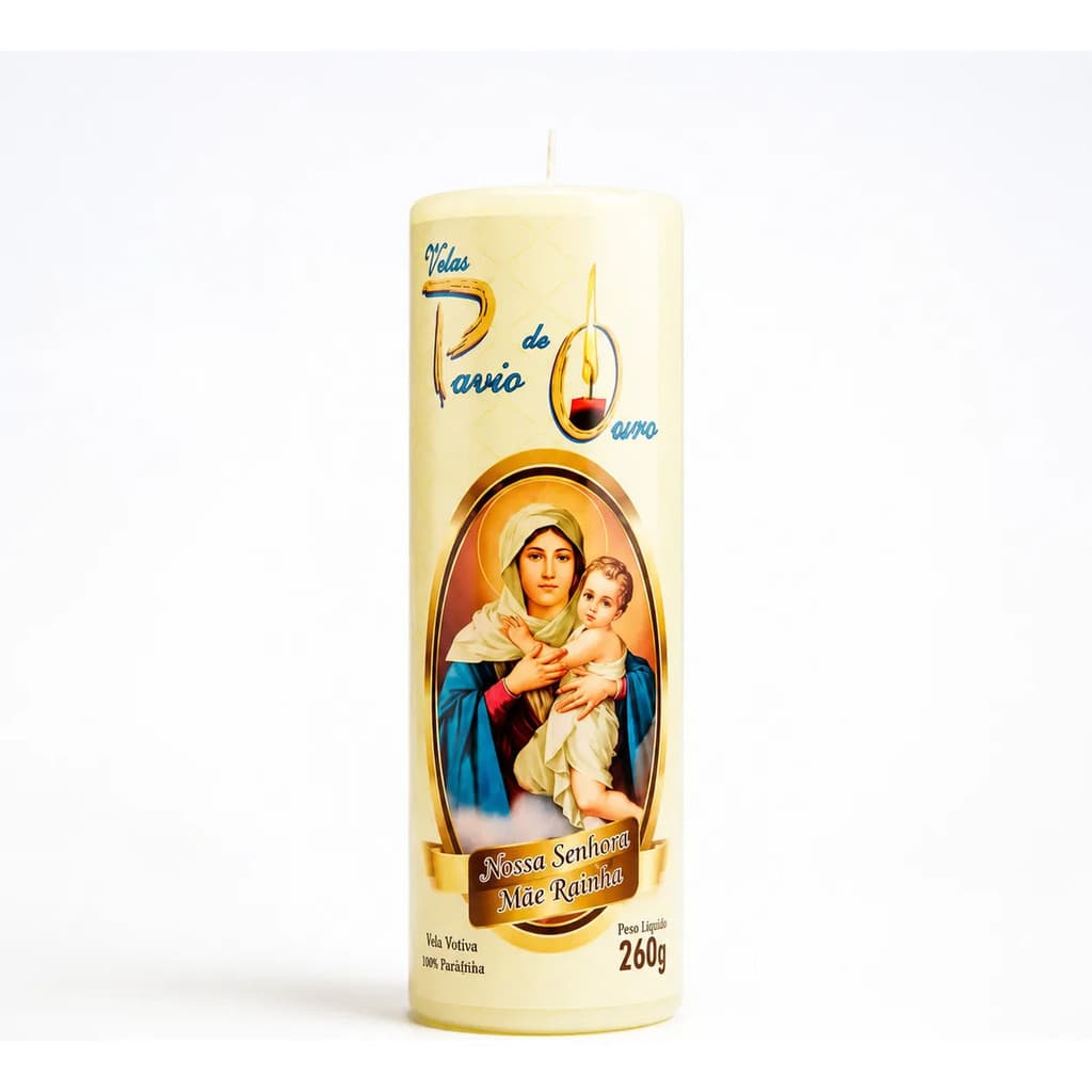 Vela Votiva 7 Dias Nossa Senhora Mãe Rainha Proteção Fé 260g Branca Nossa Senhora Mãe Rainha Não