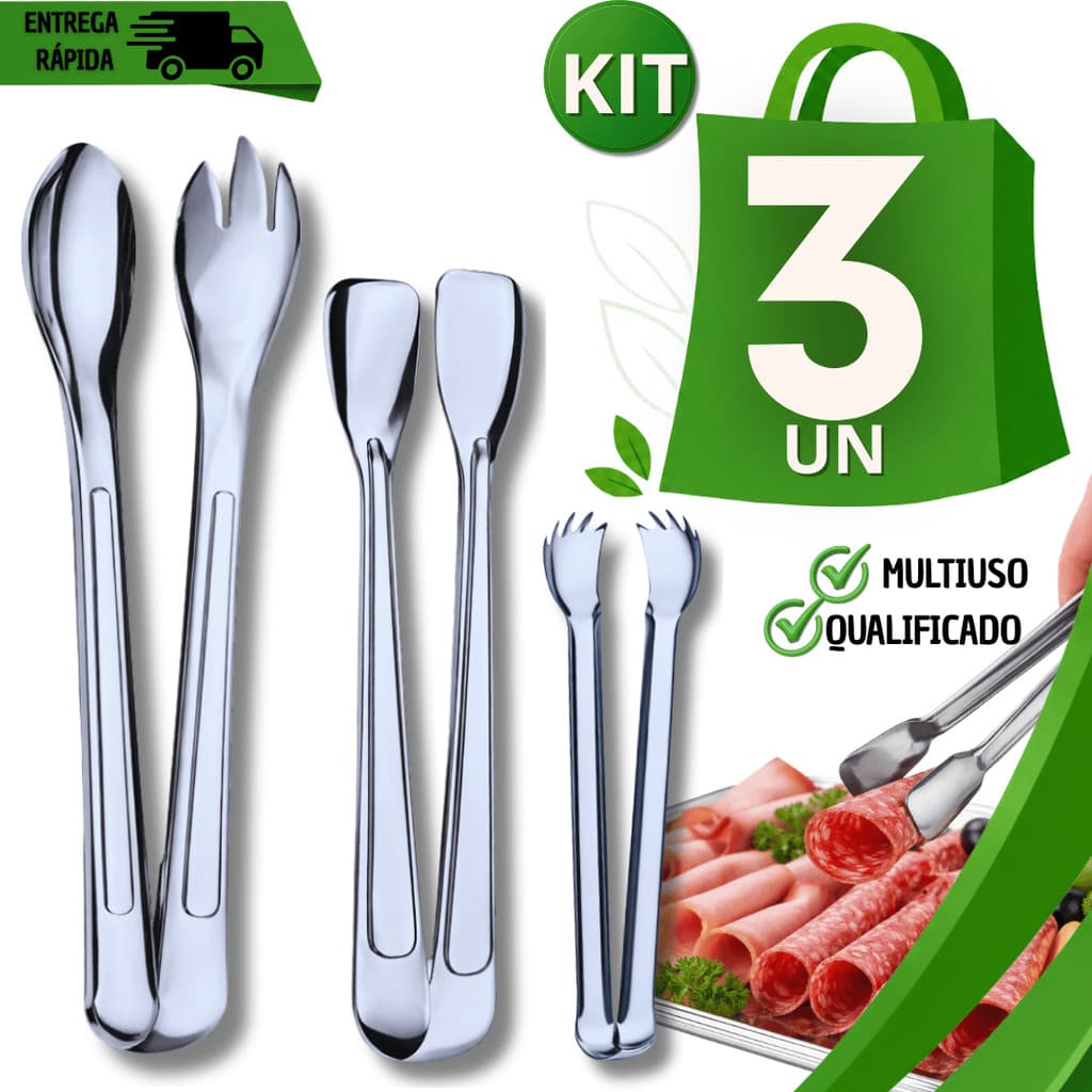 Kit Pegador De Aço Inox Para Salada Frios E Carne Gelo Multiuso Buffet Restaurante Qualidades