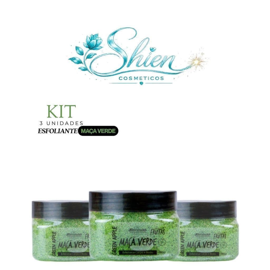 Kit 3 Esfoliante Frutas Corpo E Rosto Maça Verde 300G Rhenuks (Afilhado)