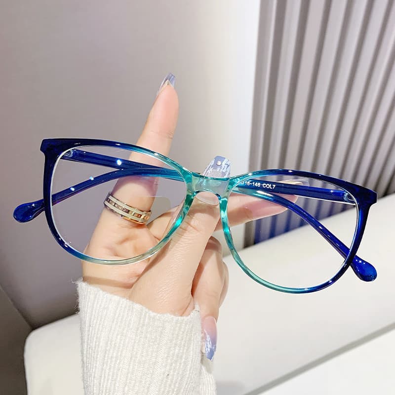 Óculos de Leitura Femininos Cat Eye TR90 Anti-Luz Azul, Armação Ultraleve Bicolor, Adequados para Uso em Computador Y3HO