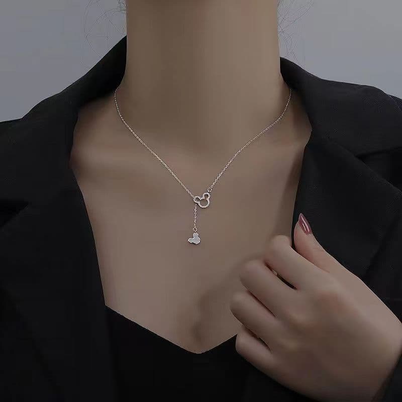 Lindo Colar Mickey Mouse Mickey Colar Mickey Feminino Simples ins Não Desaparece Niche High-End Collarbone Chain Classy