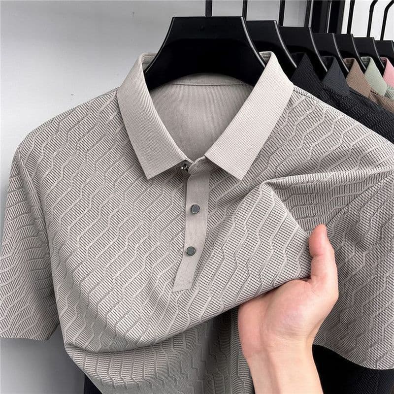 2026POLO Camisa Manga Curta Verão Jacquard Manga Curta Top Casual Pai Top Verão