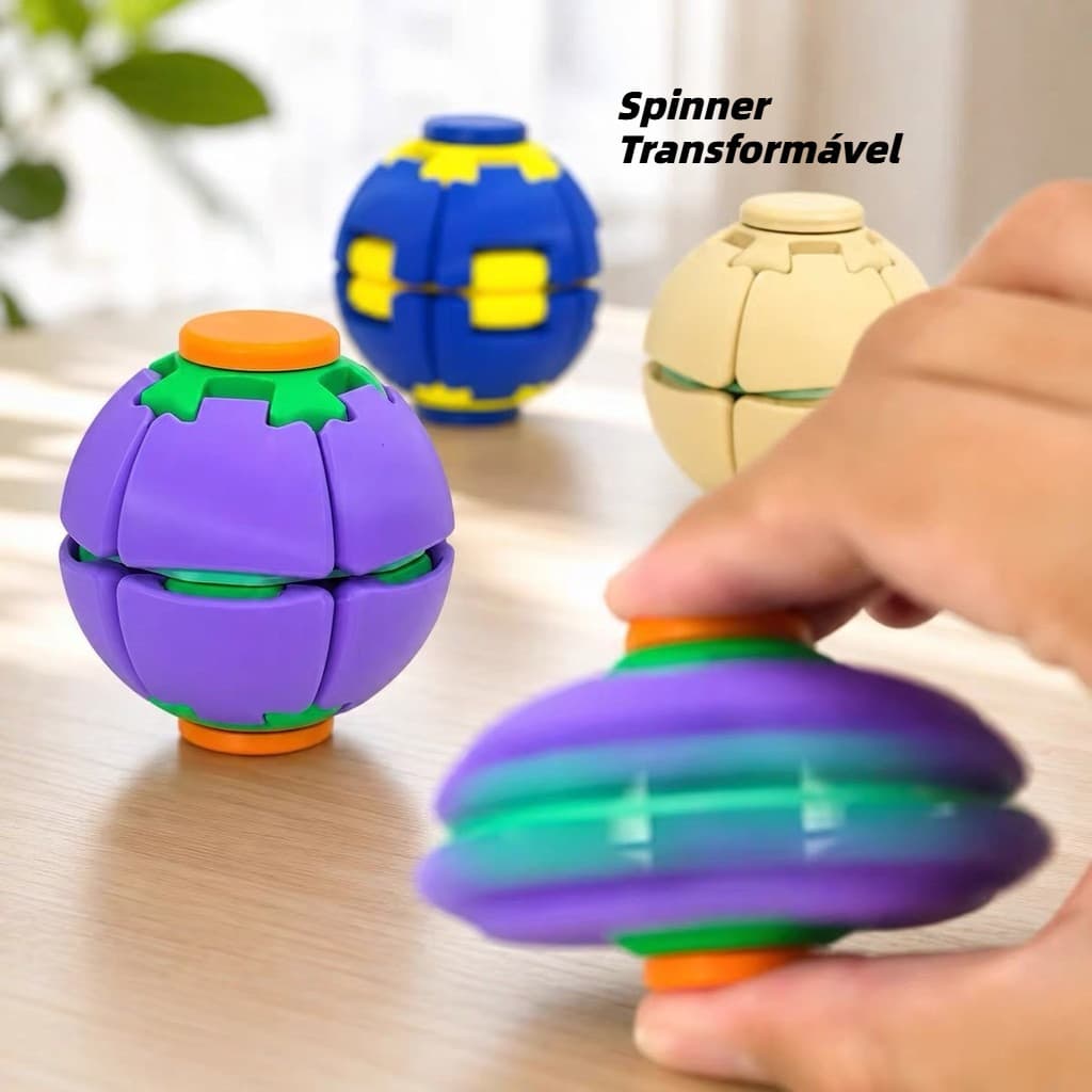 Bolinha Giratória Spinner Transformador Brinquedo Mágico Anti Estresse Satisfatório Pião Criança HelixCore Press to Spin