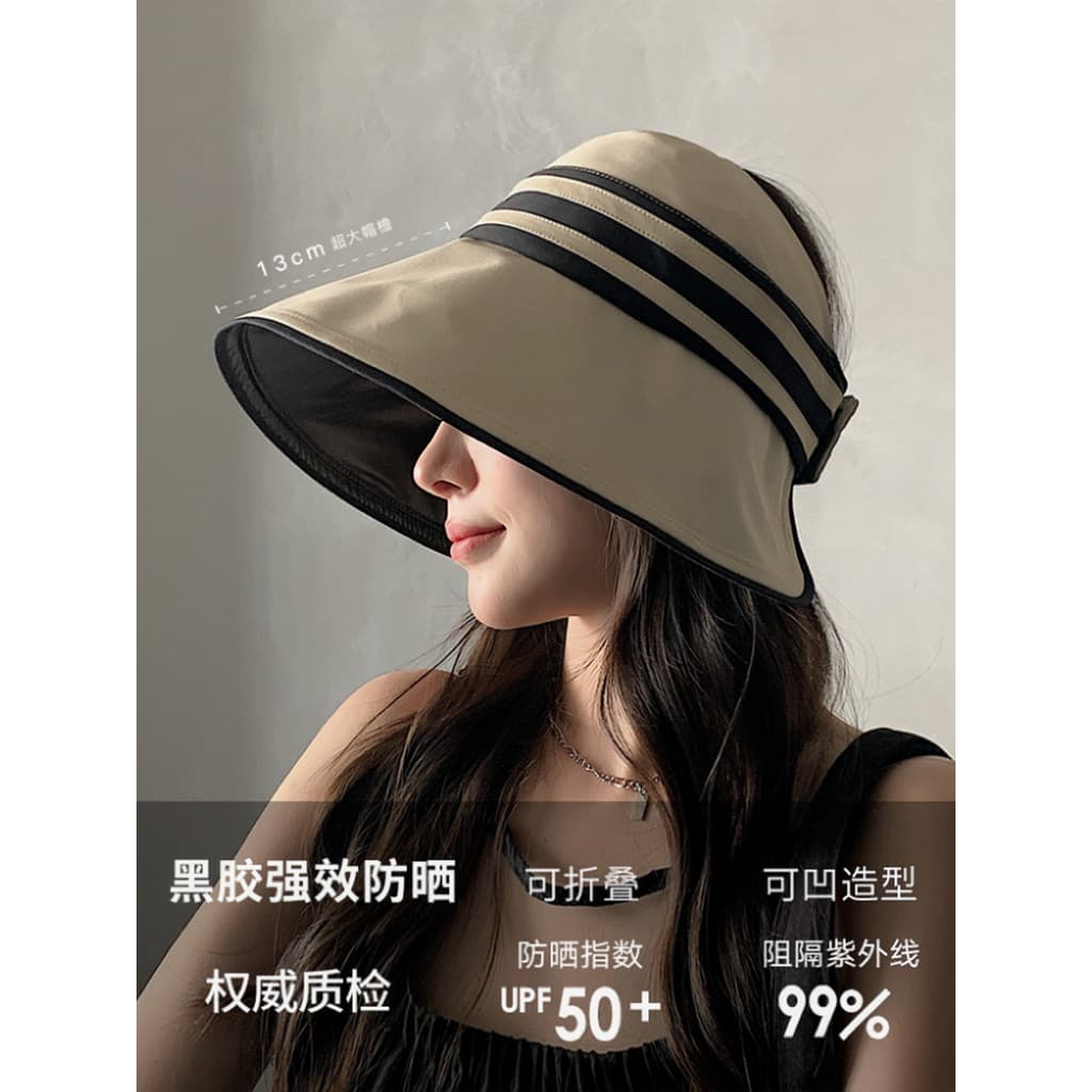 Vinil uv vazio superior protetor solar chapéu feminino verão Anti-ultravioleta grande borda capa rosto All-Match chapéu