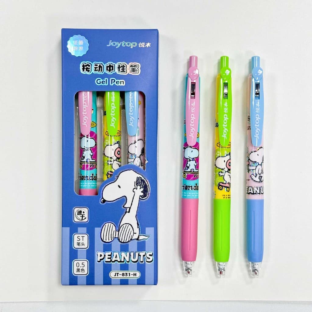 3 canetas de gel pretas do Snoopy (modelo A4NB) Z28Z