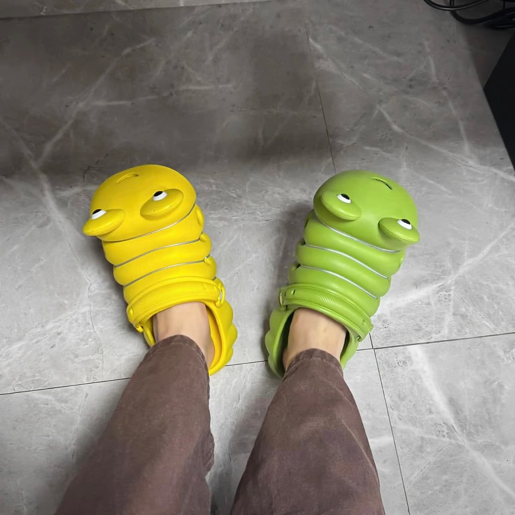Caterpillar sandálias femininas bonito estilo feminino estudante namoradas casal mandarim pato sapatos eva leve sola gro