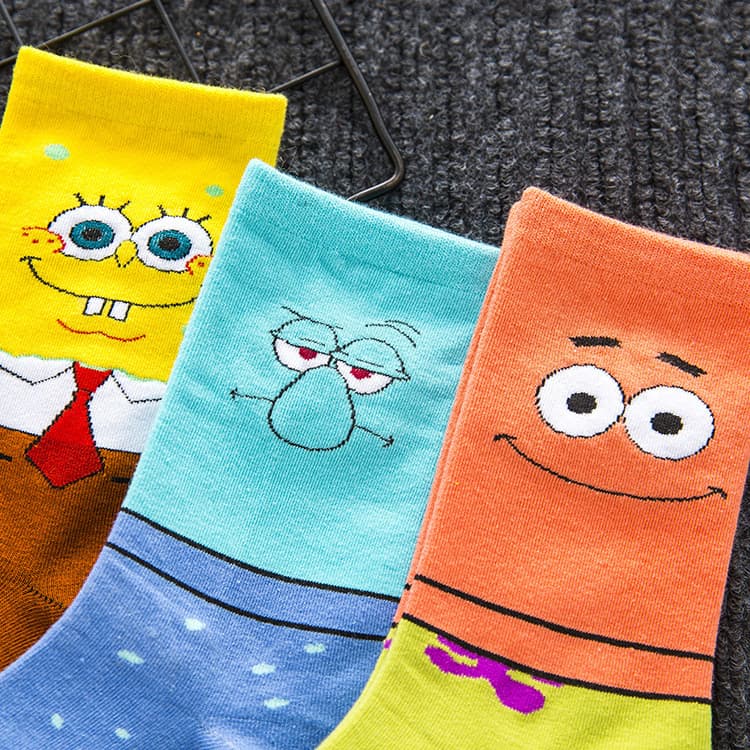 Meias Kyrie 5 do Bob Esponja, meias de basquete egípcias de cano longo do Lula Molusco e do Patrick, meias esportivas de