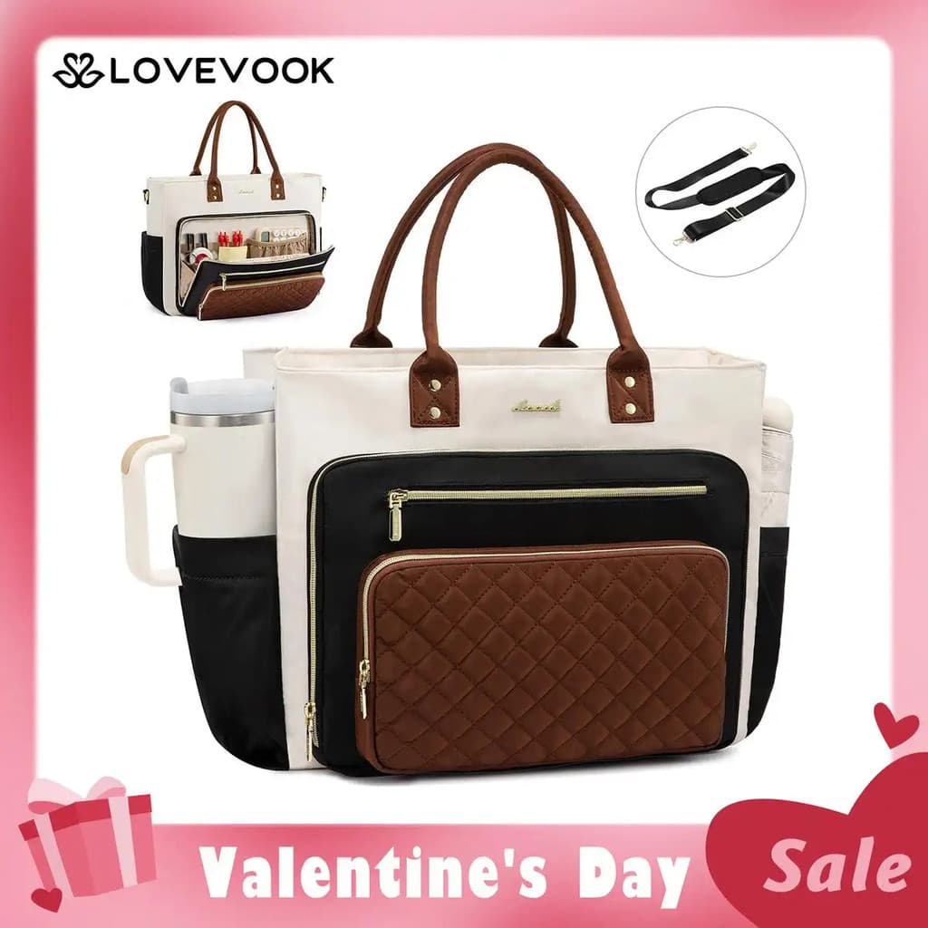 [Presente de Dia dos Namorados] Bolsa para Laptop LOVEVOOK de 15,6 polegadas para Mulheres, Bolsa de Trabalho para Profe