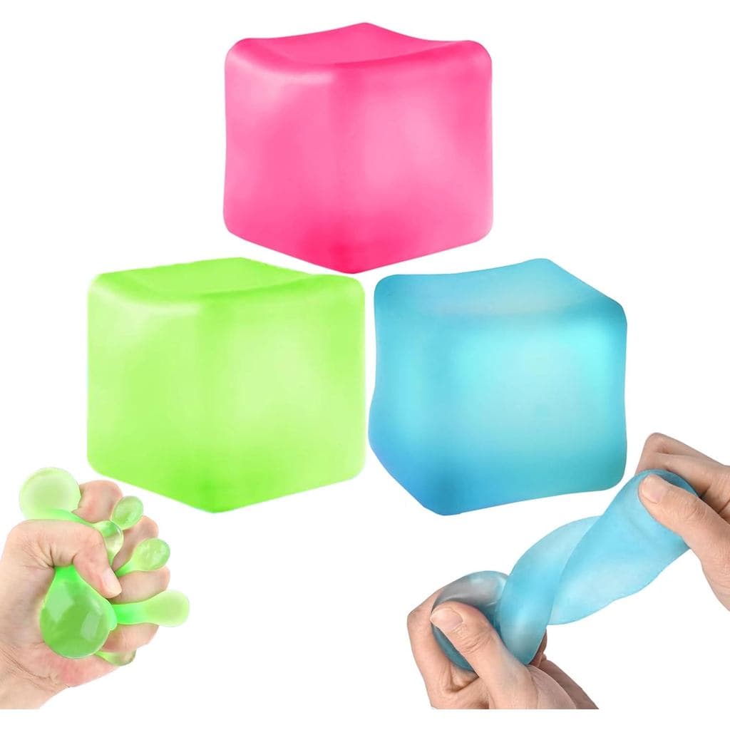3 Peças de Brinquedos Anti-estresse em Forma de Cubo, Bolas Anti-estresse em Forma de Cubo de Gelo de Retorno Lento, Bri