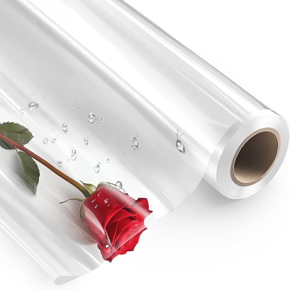 PerkHomy Rolo de Celofane Transparente 16" 3 Mil de Espessura para Cestas de Presente, Embalagem de Guloseimas, Artesana
