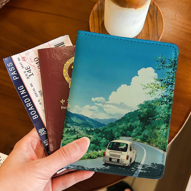 Ins Hayao Miyazaki Porta-passaporte cômico Bolsa para documentos Capa protetora Porta-cartões multifuncional para viagem