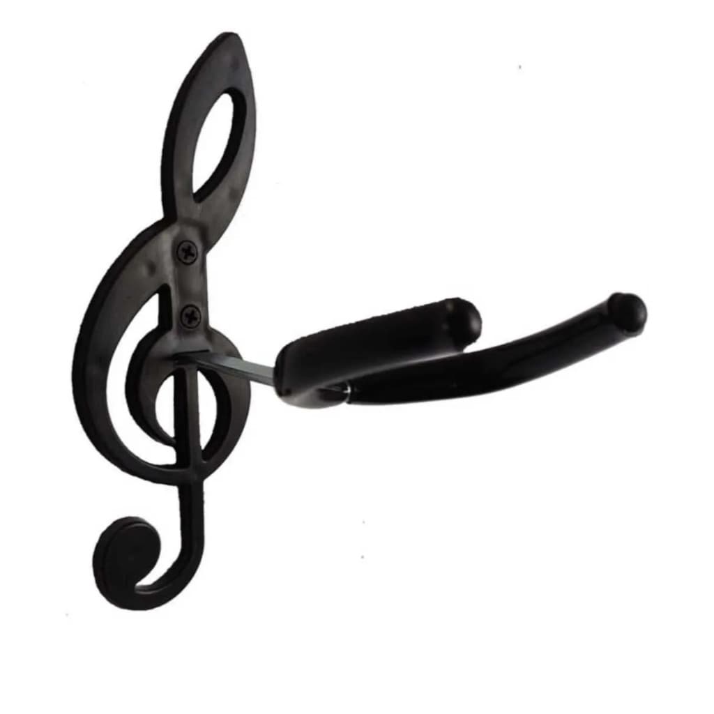 Suporte de violão PRETO para Violão, Guitarra, Ukulele, Baixo – Design Clave de Sol 𝄞