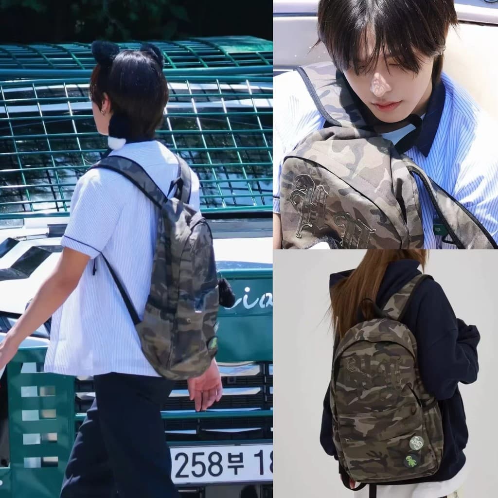 Coreia novo estilo HOODHOOD riku Maeda Lu mesmo estilo camuflagem estilo Preppy mochila escolar de estudante