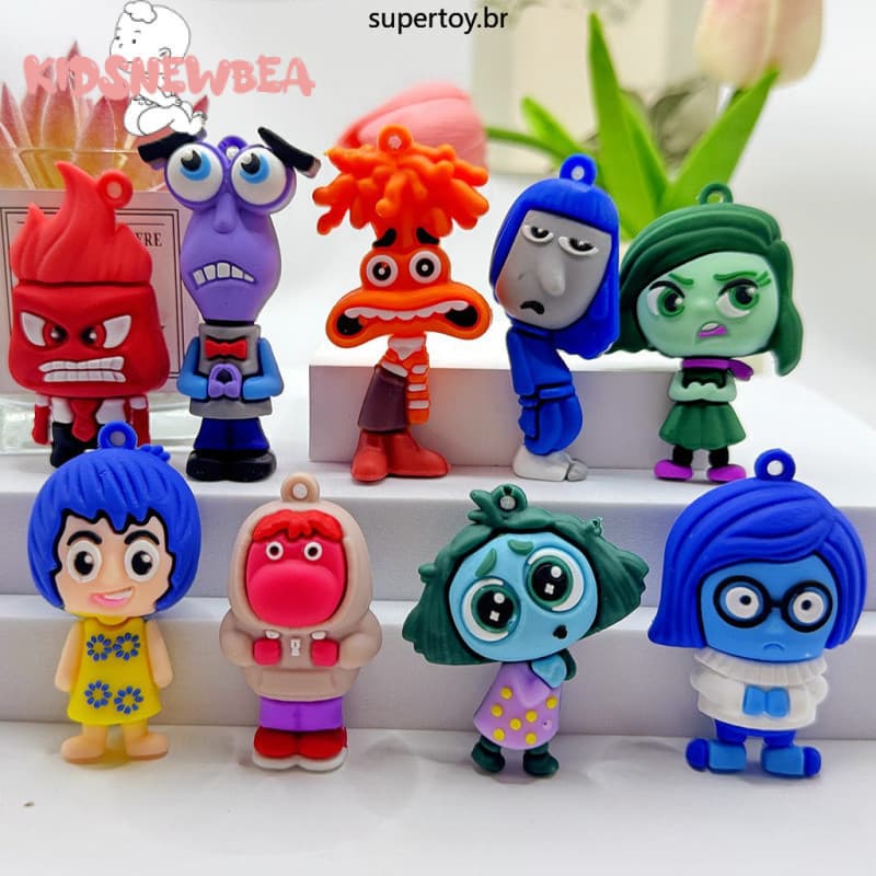 10 peças de bonecos infantis do filme da Disney "Inside Out 2" - série Tristeza e Ansiedade