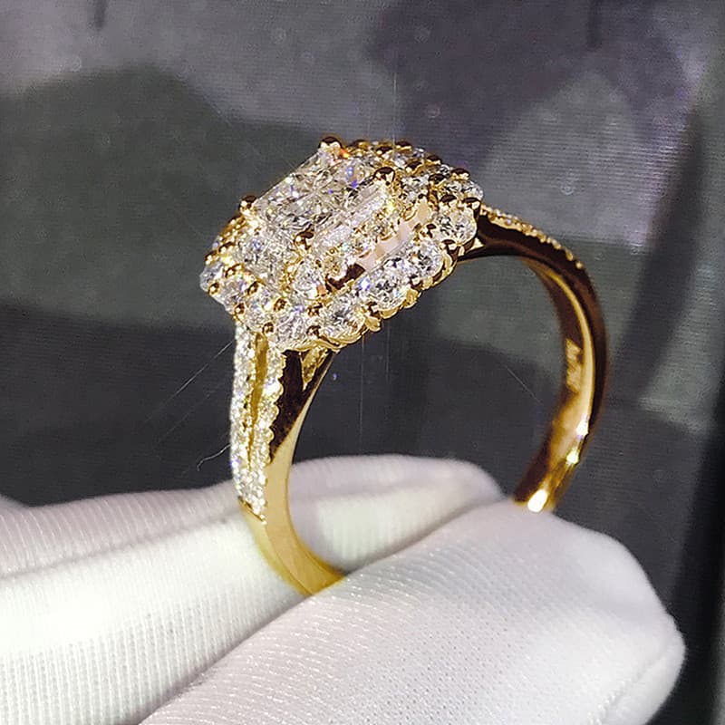 Anel de prata esterlina S925 com zircônia, joia simples e elegante, anel de casamento feminino, presente KHMN A4WB