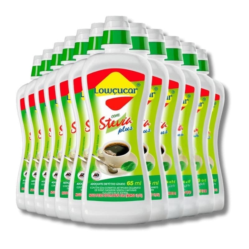 Kit 12 Adoçantes C/ Stevia 65ml Lowçucar Dietetico Frasco