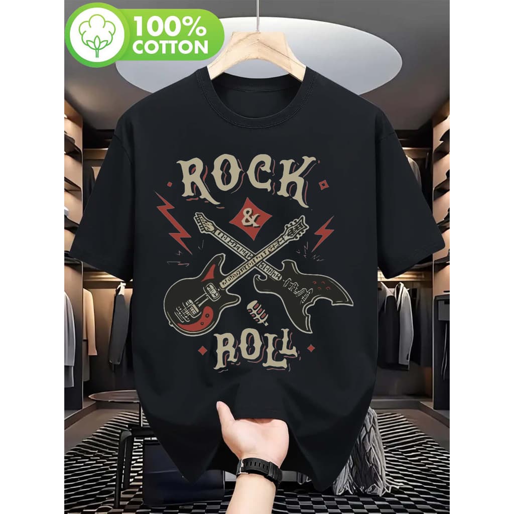 Camiseta Unissex Premium Plus size Vintage Guitarra Elétrica Vermelha Básica Oversized 100% Algodão Confecção Própria