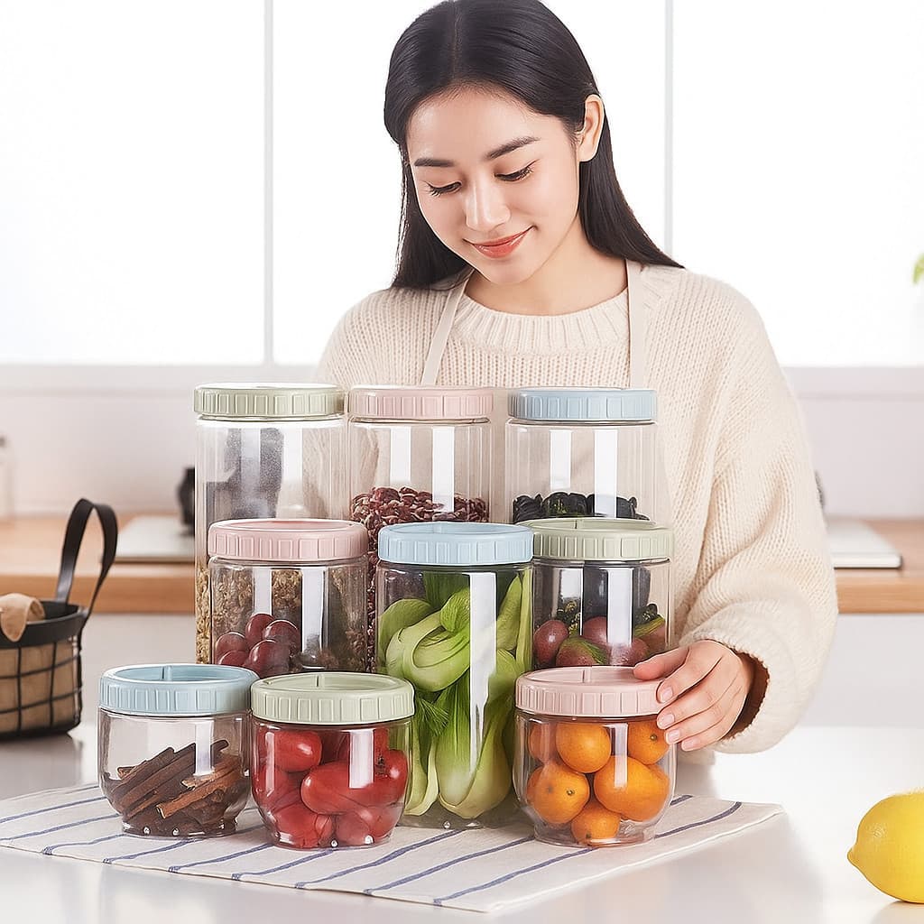Kit 3 Potes Vasilha Plástico Alimentos Temperos Bolacha Conserva Armazena Tigela Frascos Marmita