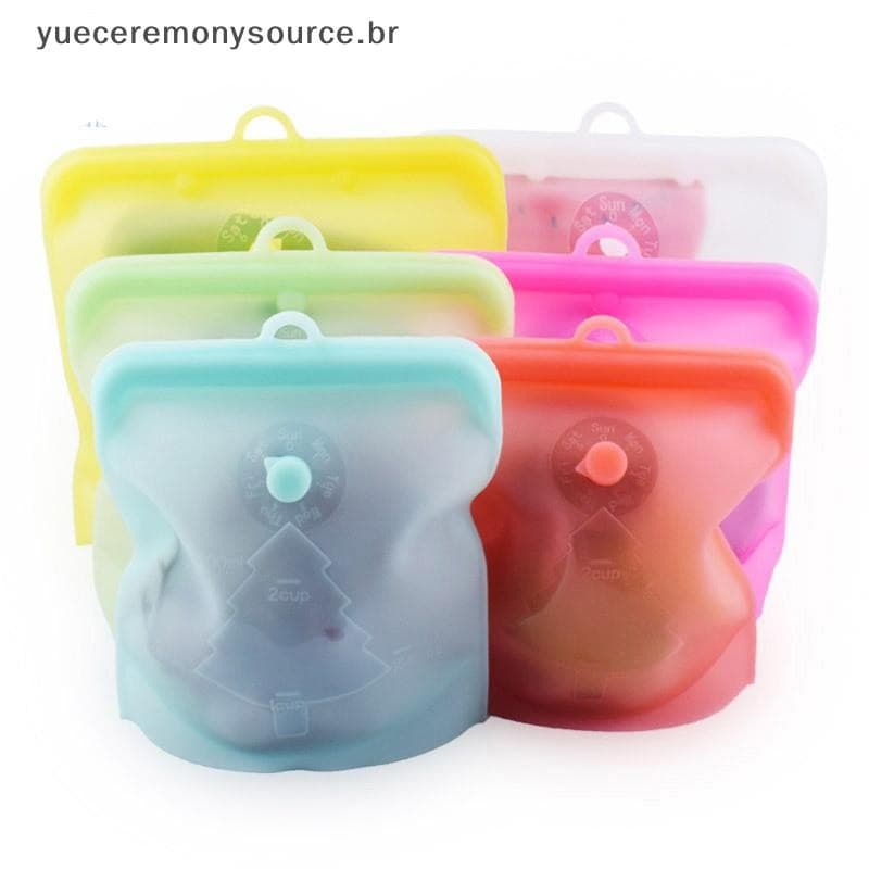 # yuece Saco De Armazenamento De Alimentos De Silicone Reutilizável Levante-Se Zip Recipientes À Prova De Vazamento Fres