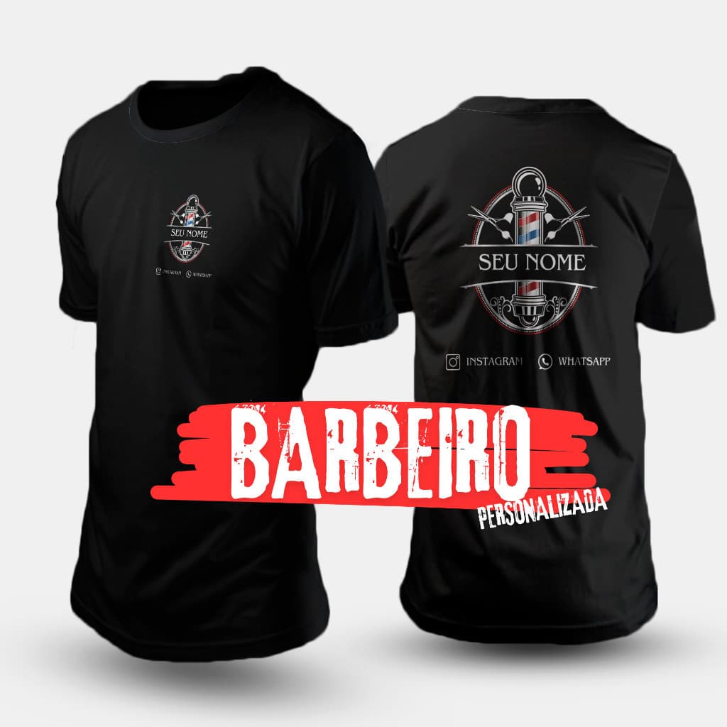 Uniforme Profissional para Barbeiro – Camiseta Personalizada com Nome e Logo Exclusivo