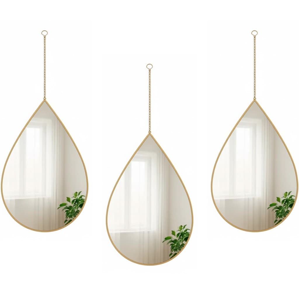 kit Com 3 Espelho Gota Parede Decorativo Banheiro Quarto Sala Espelhos