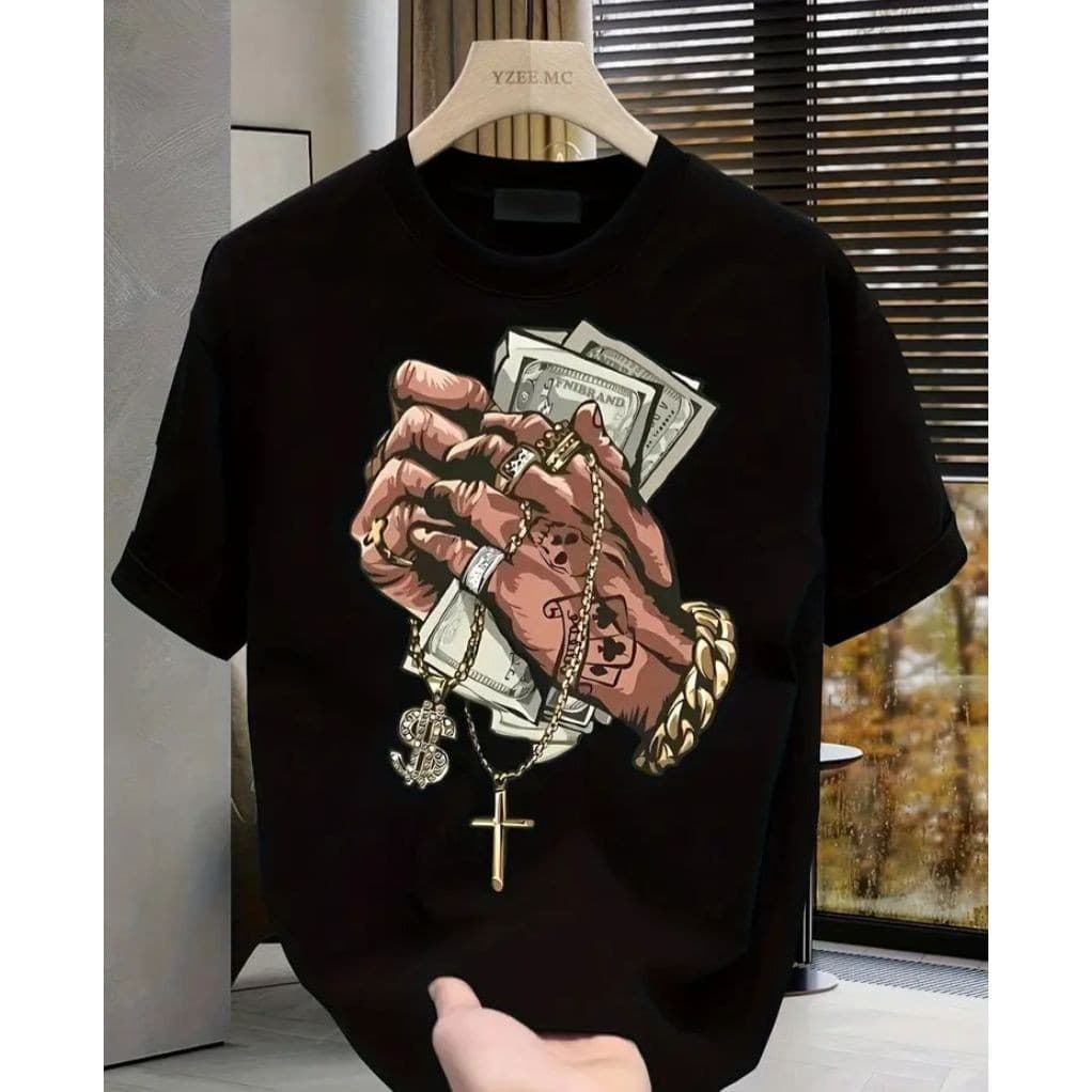 Camisa Masculina Algodão Premium Estampa Money Moda Streetwear Camiseta Básica Unissex