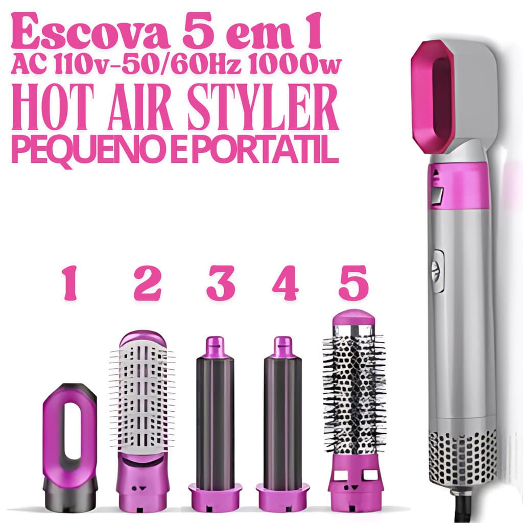 Escova 5 em 1 Secador, Pente, Modelador, Aumenta volume Profissional 110V  Fang