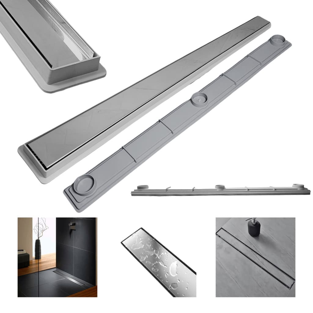 Ralo Linear 5x70 Inox Oculto Invisivel 2 em 1 Coletor Raso 3cm Banheiro Cinza