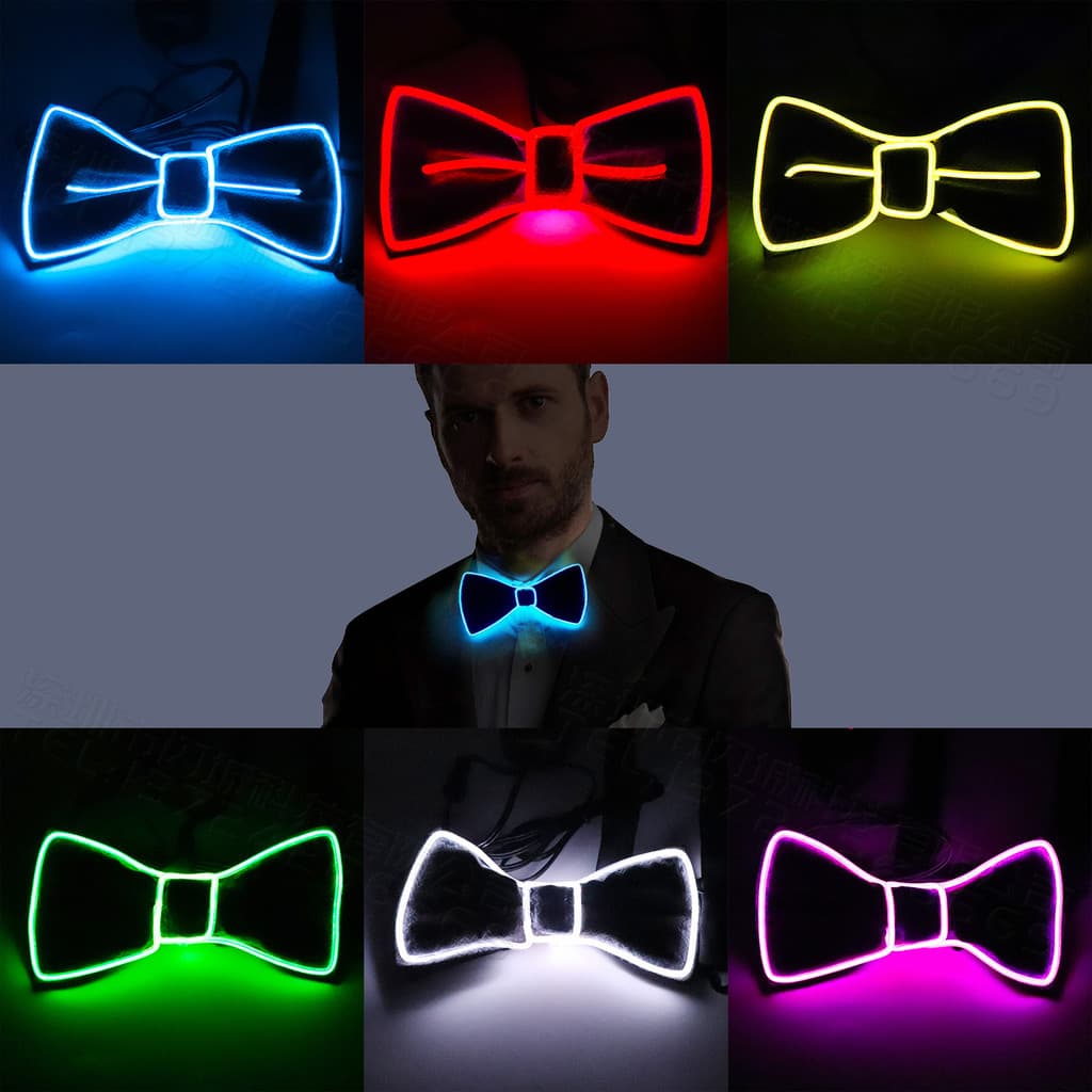 Gravata Borboleta Brilhante LED-Acessório De Festa Recarregável Para Dança De Natal , Discoteca E Performance