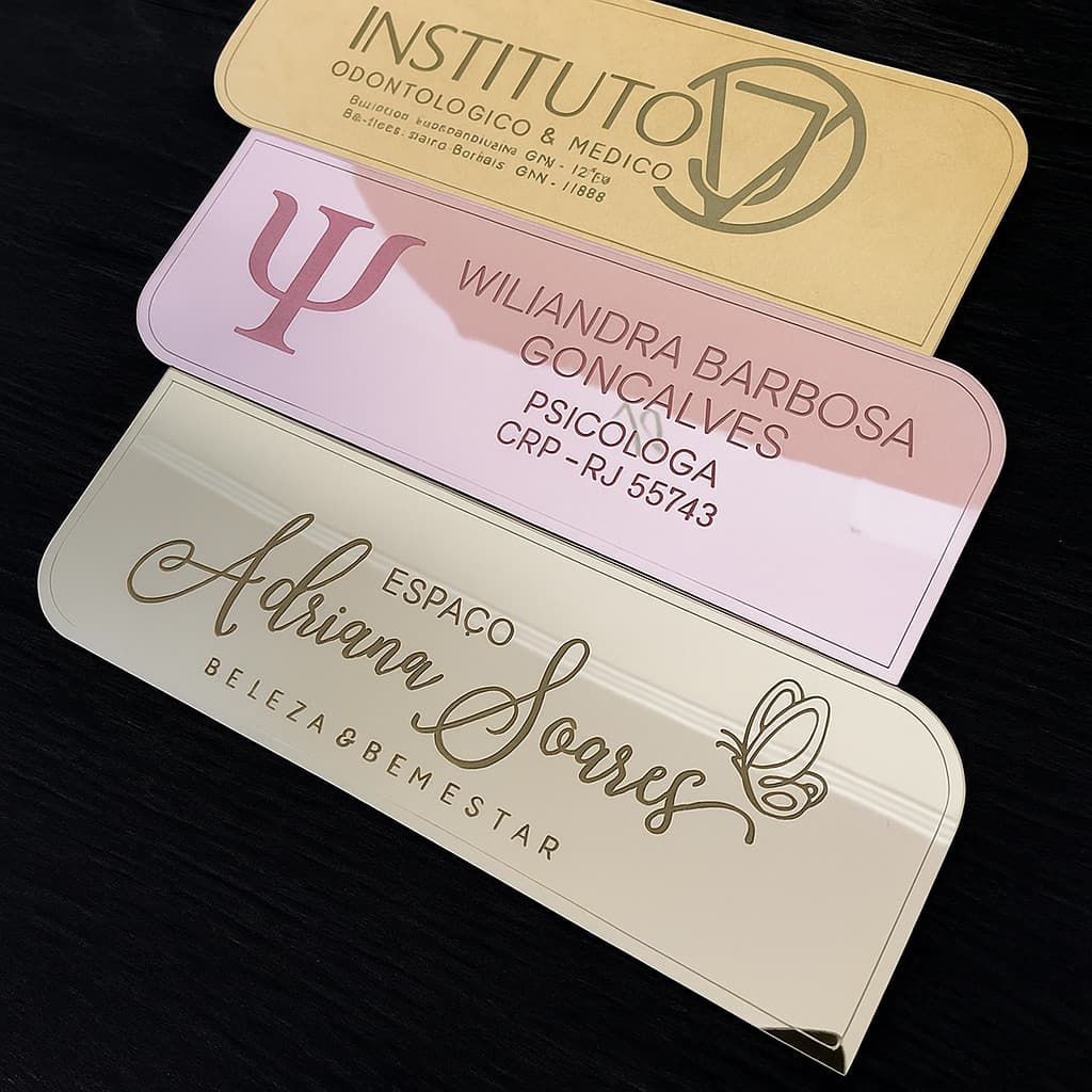 Placa Identificação Sinalização De Porta - Personalizada Acrilico Espelhado