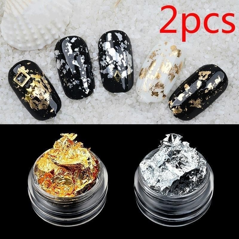 Novo 2 Pçs De Alumínio Folha Da Arte Do Prego Adesivo Papel 3d Glitter UV Gel Polonês Design Decorat