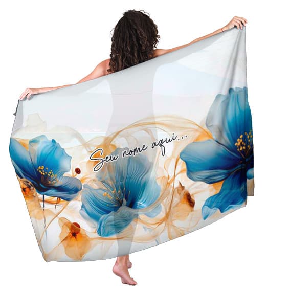 Canga Saida de Praia com nome personalizado 90x140cm
