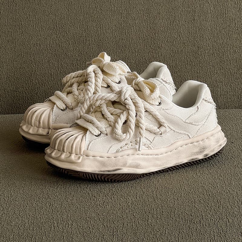 Japonês Retro nicho Design Original Street Wear angustiado concha cabeça dissolvido pão sapatos das mulheres dos homens